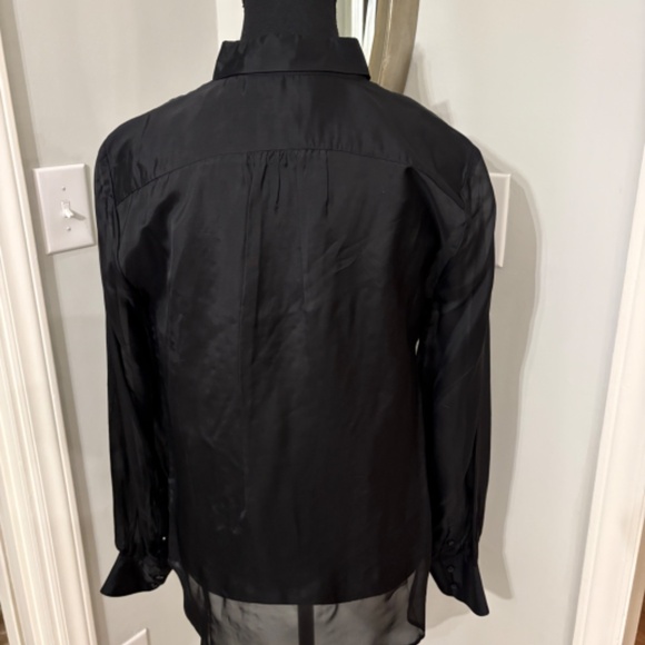 J Crew Button Up Blouse Black Sheer Organza With Camisole NWOT Size 8 - Picture 2 of 5